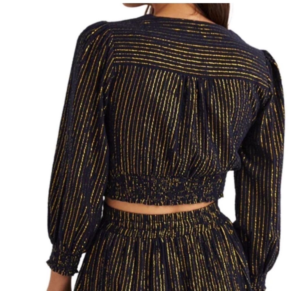 BODEN Lurex Smocked Crop Top size 12 - Picture 2 of 6